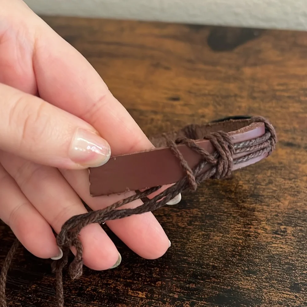 Leather Skull and Rose Bracelet